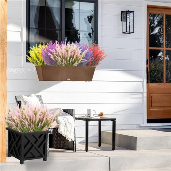 12 Bundles Outdoor Artificial Lavender Flowers (Pink) - Picture 4 of 7